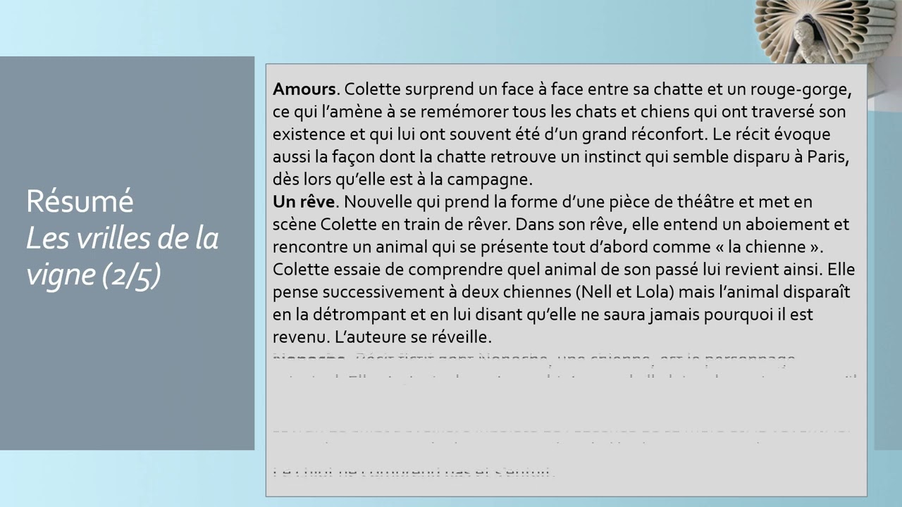 Colette - Sido et Les vrilles de la vigne - FICHE DE LECTURE