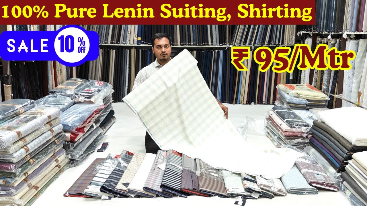 Branded Menswear 100% Pure Lenin Suiting, Shirting On Flat 10% OFF Wholesale Retail Fancy Fabrics