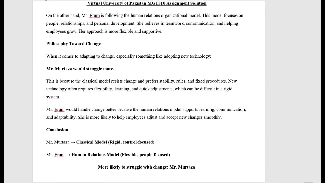 Virtual University Solved MGT510 Assignment Solution MGT510 Spring 2026 | Virtual University