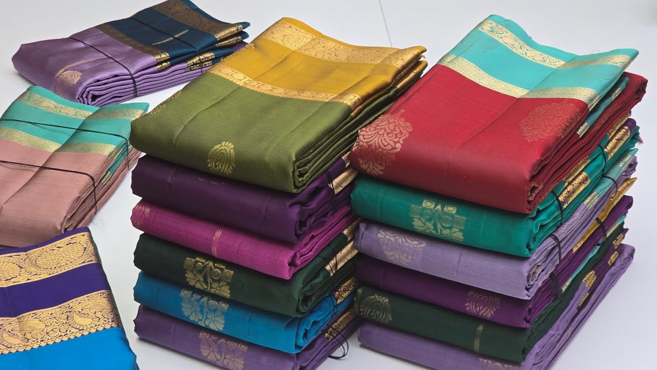 Traditional Kanchi Border Pure Soft Silk Sarees || Retta Pet Border || Coimbatore Sarees ||Sirumugai