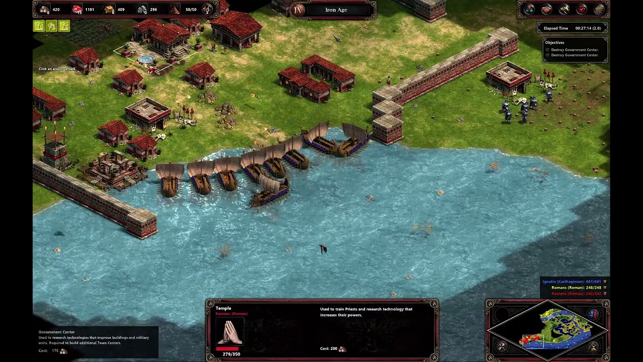 First Punic War. Battle of Agrigentum. Video 3 - Defensive Walkthrough. Age of Empires.