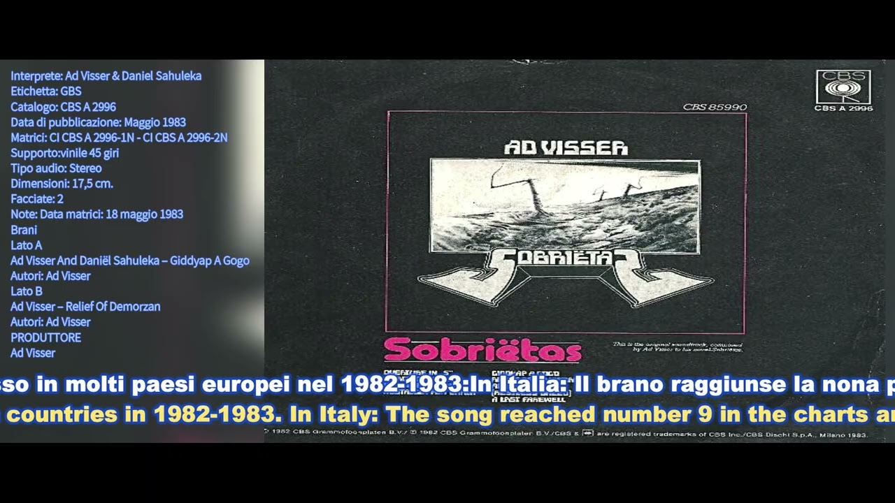 Ad Visser & Daniel Sahuleka – Giddyap A Gogo / Relief Of Demorzan (Vinile 1982 – 45 Giri Originale)