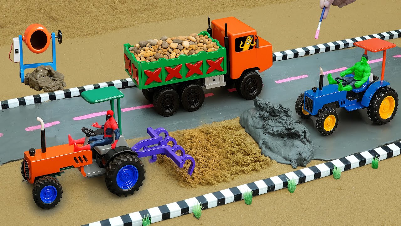 Diy tractor mini Bulldozer to making concrete road-Construction Vehicles, Road Roller@DIYMachinery