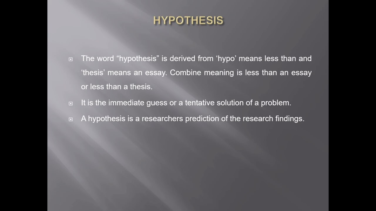 Hypothesis : Educational Research 