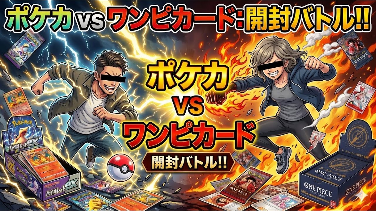【ポケカ】【ワンピースカード】未開封ボックス対決！！ポケモンカードＶＳワンピースカード勝つのはどっちだ⁈