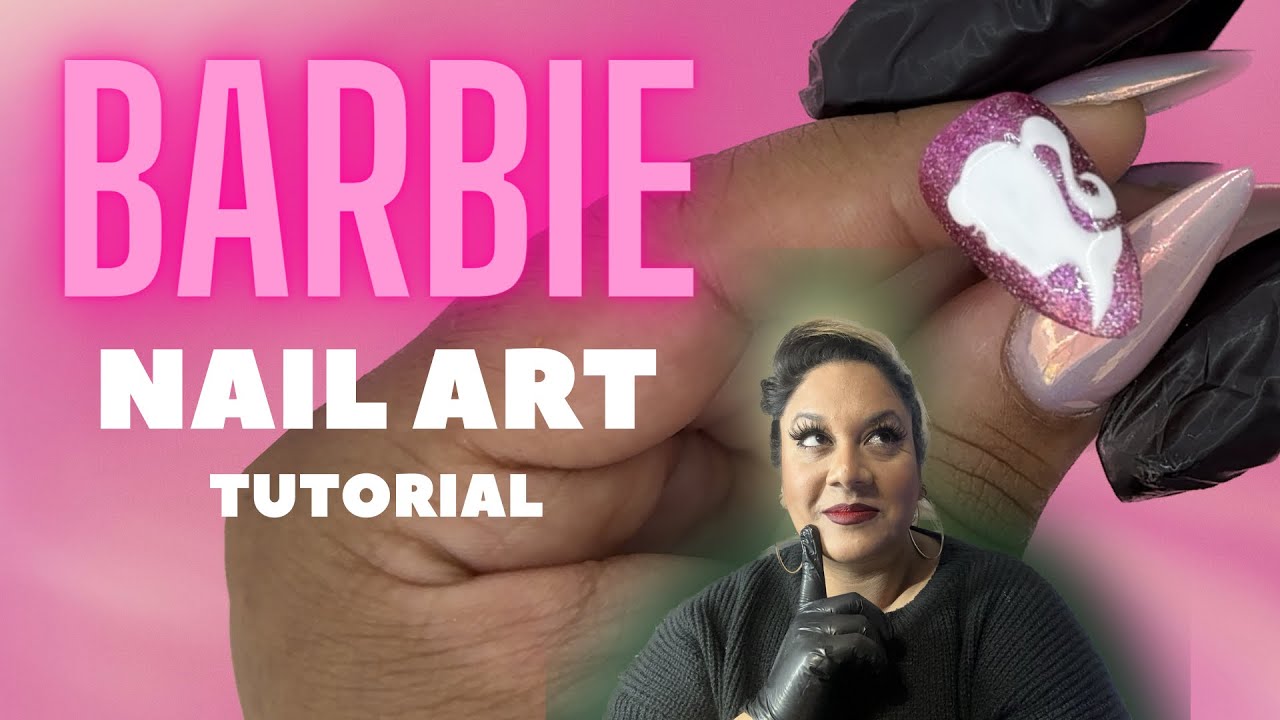 Barbie logo nail art tutorial | pink nail design | step by step guide