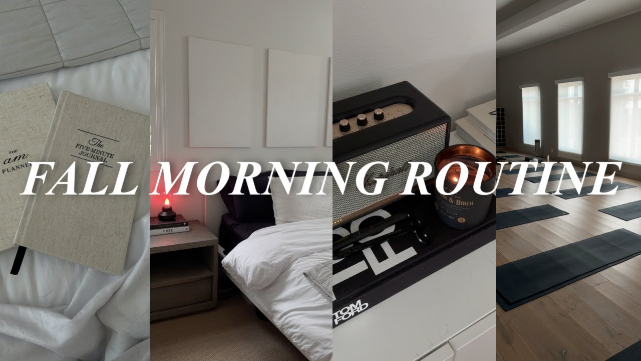 COZY FALL MORNING ROUTINE🍁🕯️ journaling, red light therapy, meditation & working out
