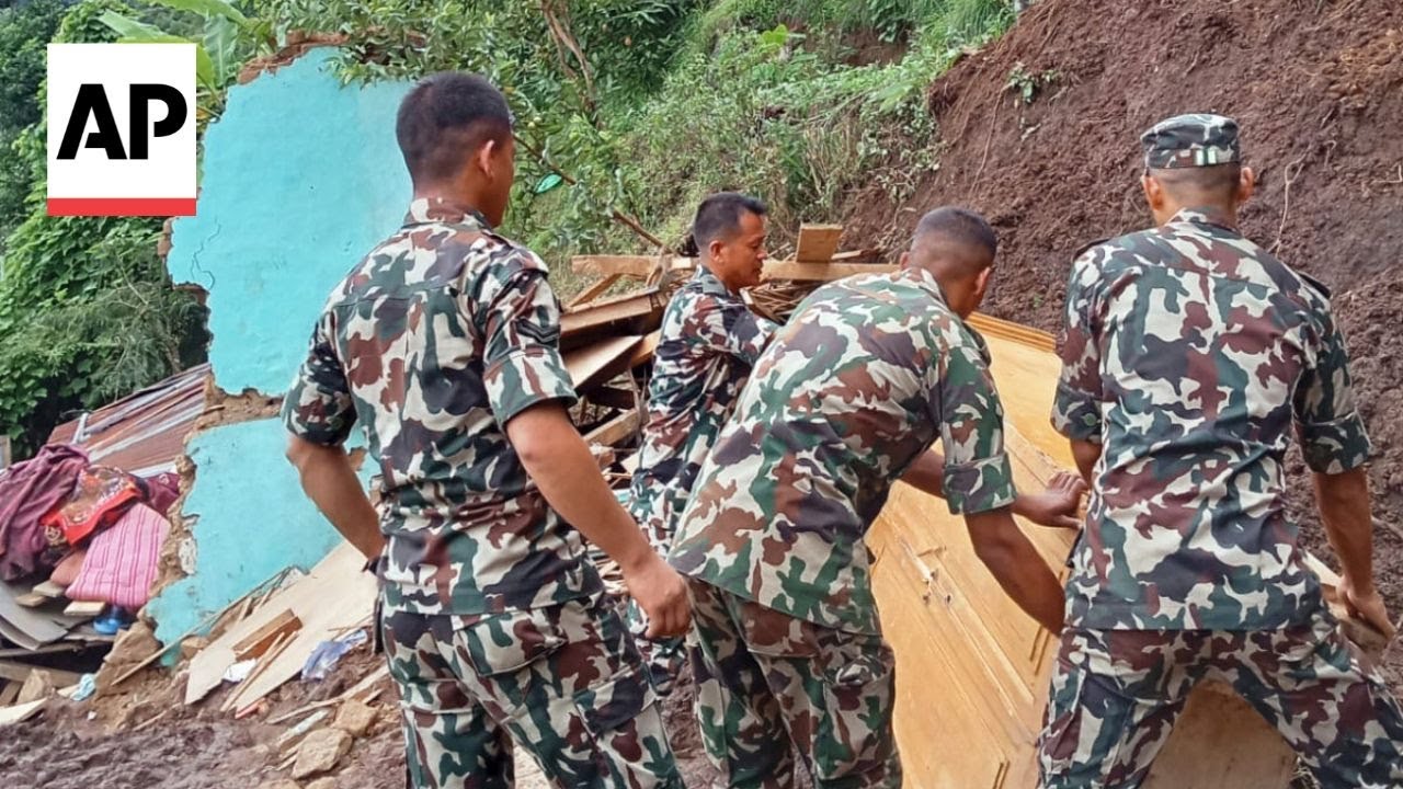 Nepal army carries out rescues after heavy rainfall and landslides