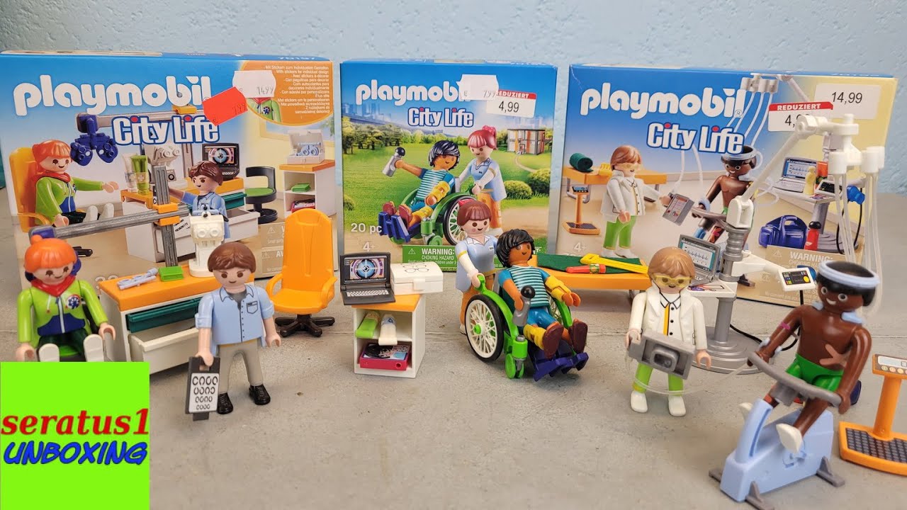 Playmobil Krankenhaus Sets Augenarzt Patient Rollstuhl Physiotherapeut auspacken seratus1 unboxing