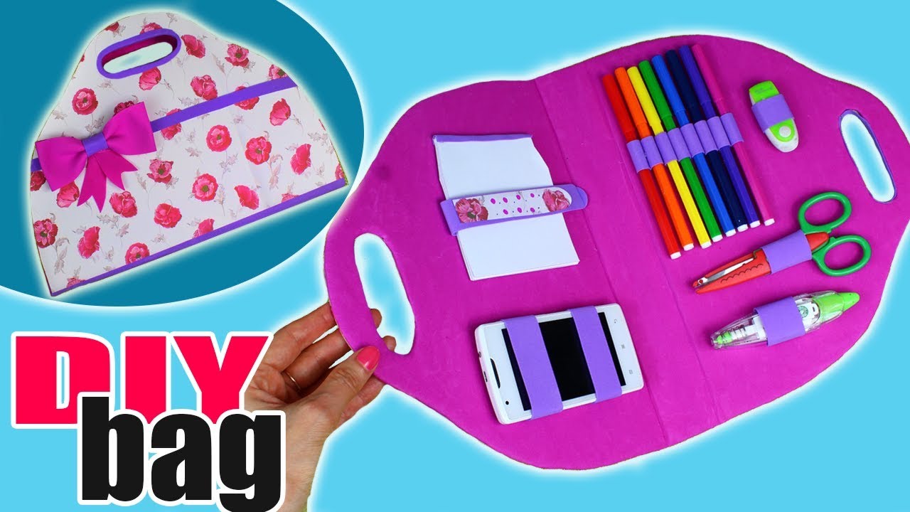 DIY ORGANIZER BAG TUTORIAL FROM CARDBOARD EASY CUTE ORGANIZER FROM SCRATCH