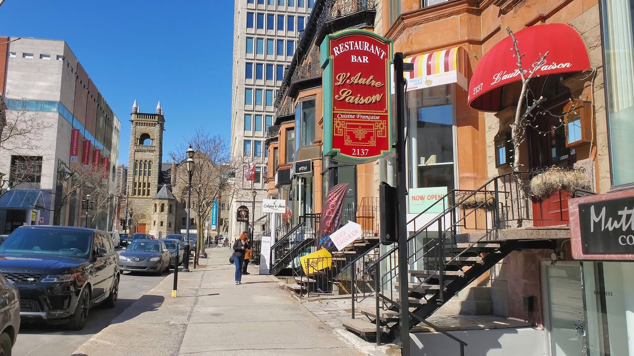 Downtown Montreal Walk / Crescent Street - Canada Spring 2021