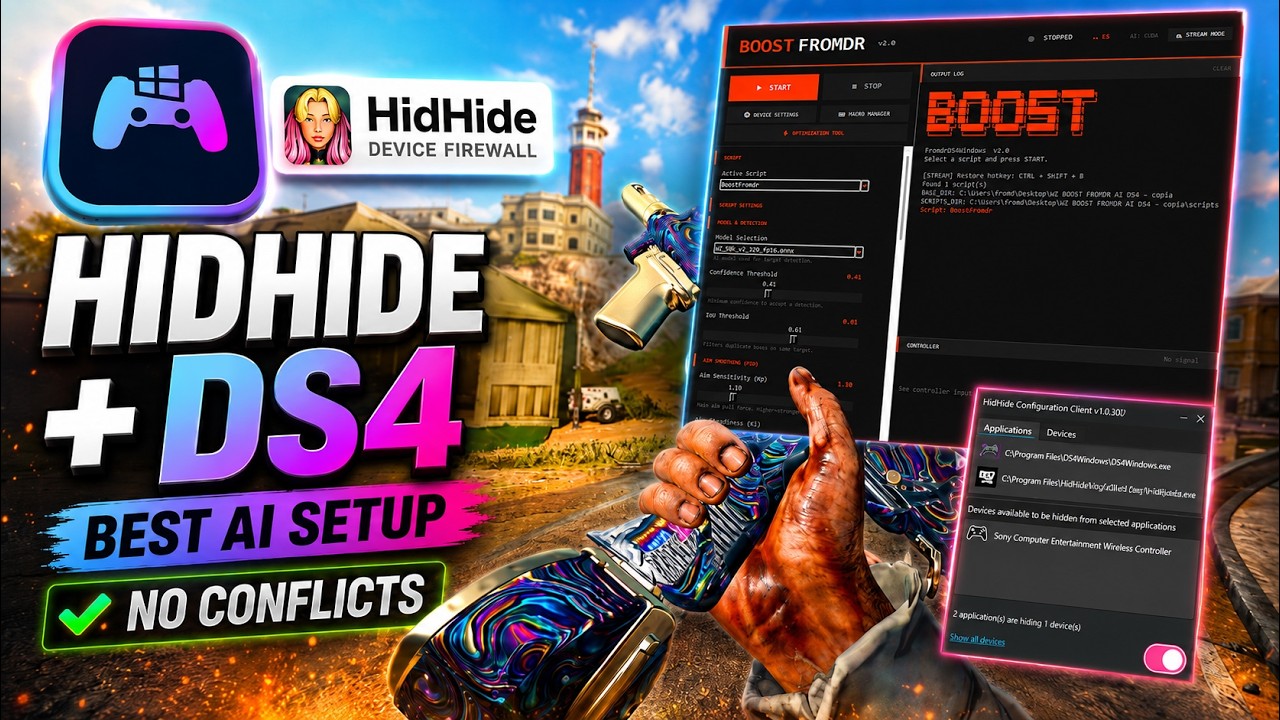 Настройка HIDHIDE + DS4Windows AI для максимальной помощи в прицеливании &ndash; видео с экрана Warzone.