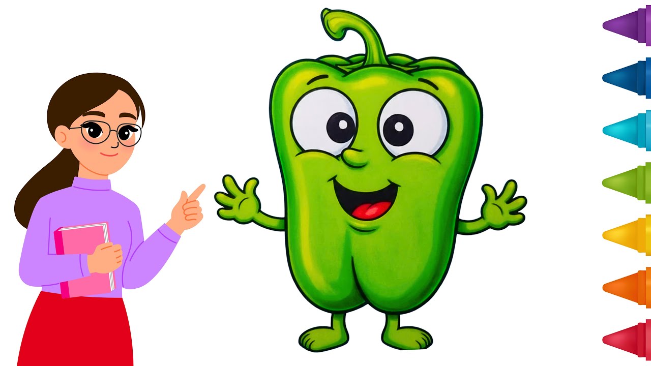 How to Draw cartoon capsicum drawing for kids
