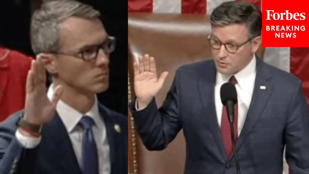 Speaker Mike Johnson Swears In Dem James Walkinshaw On The House Floor, GOP Majority Narrows