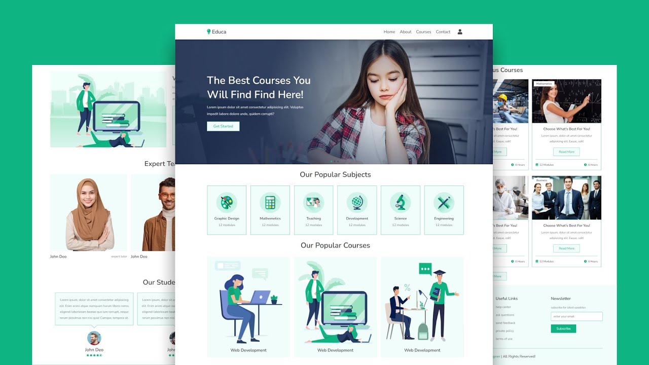 Create A Responsive Multipage Education Website Design - HTML / CSS / SASS / JavaScript From Scratch