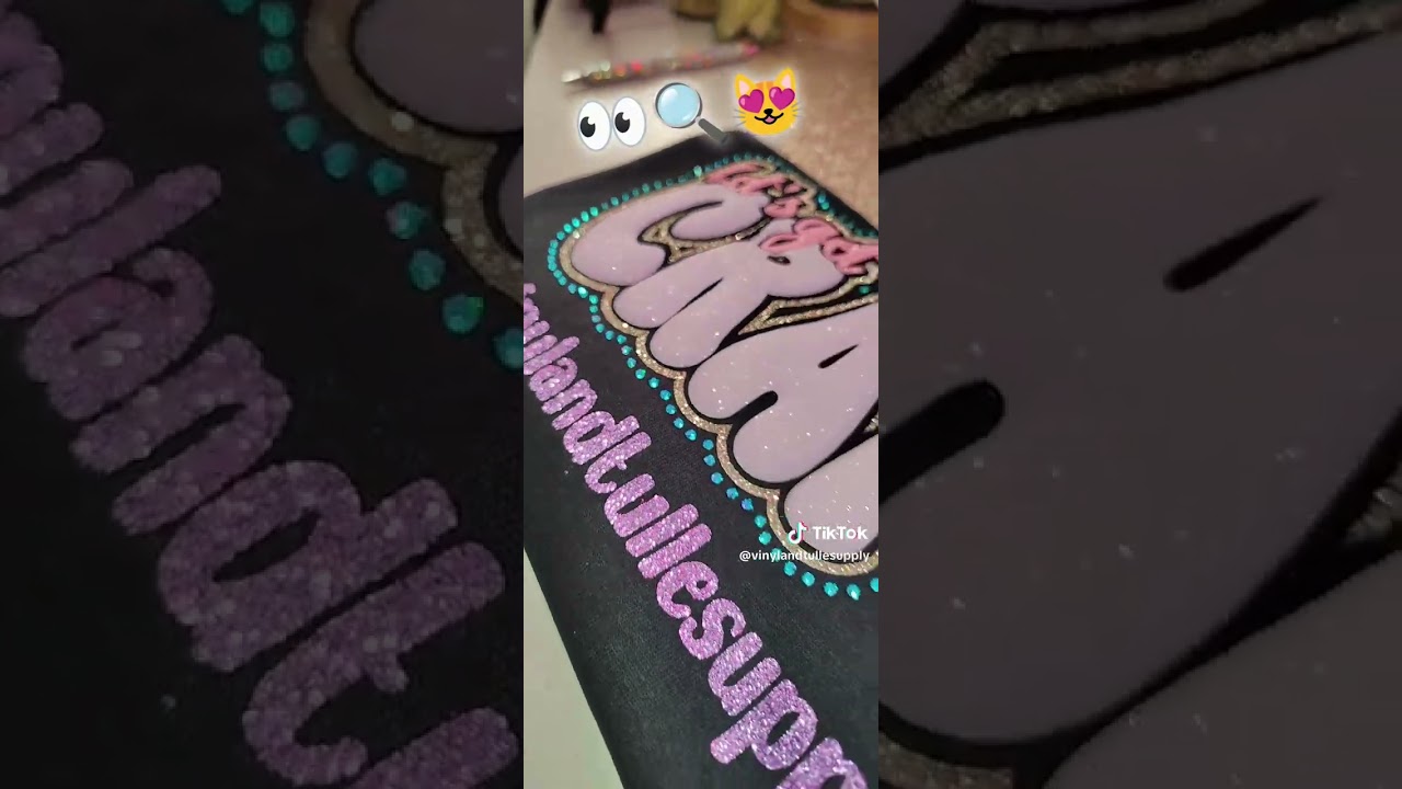Siser Glitter Puff HTV #siser #glitterpuff #puffvinyl #htv #puff #shirt #diy #crafting #rhinestones