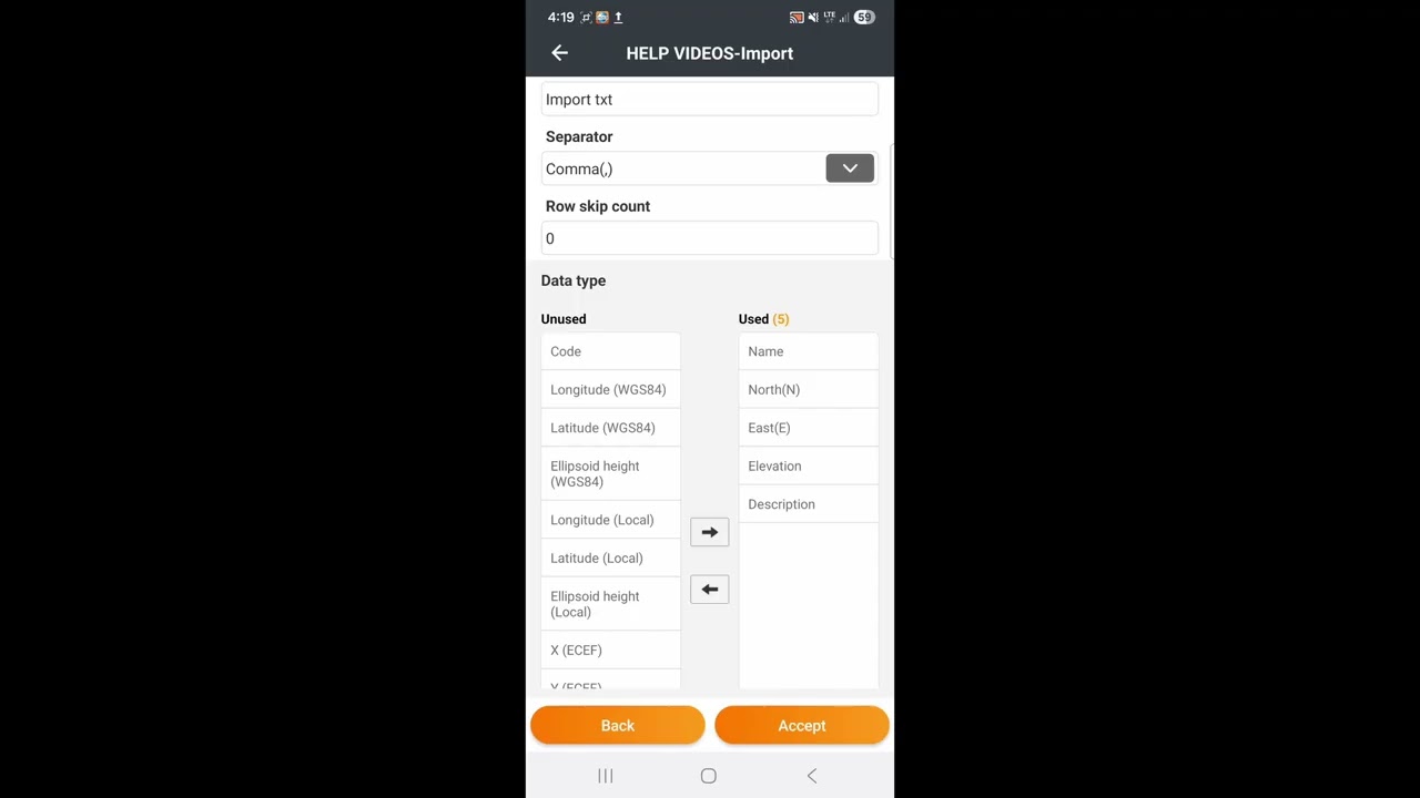 CHCNAV Landstar8 import points