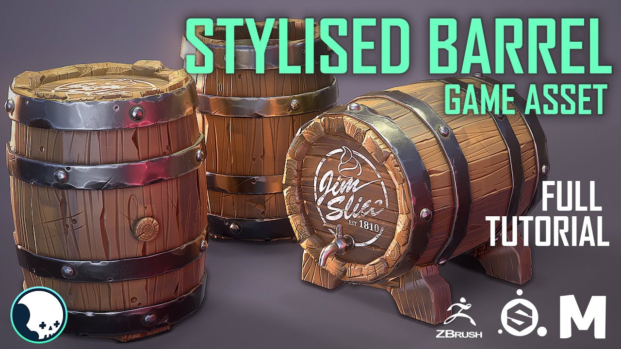 STYLISED BARREL Game Asset (FULL VERSION) -Maya-Zbrush-Substance Painter