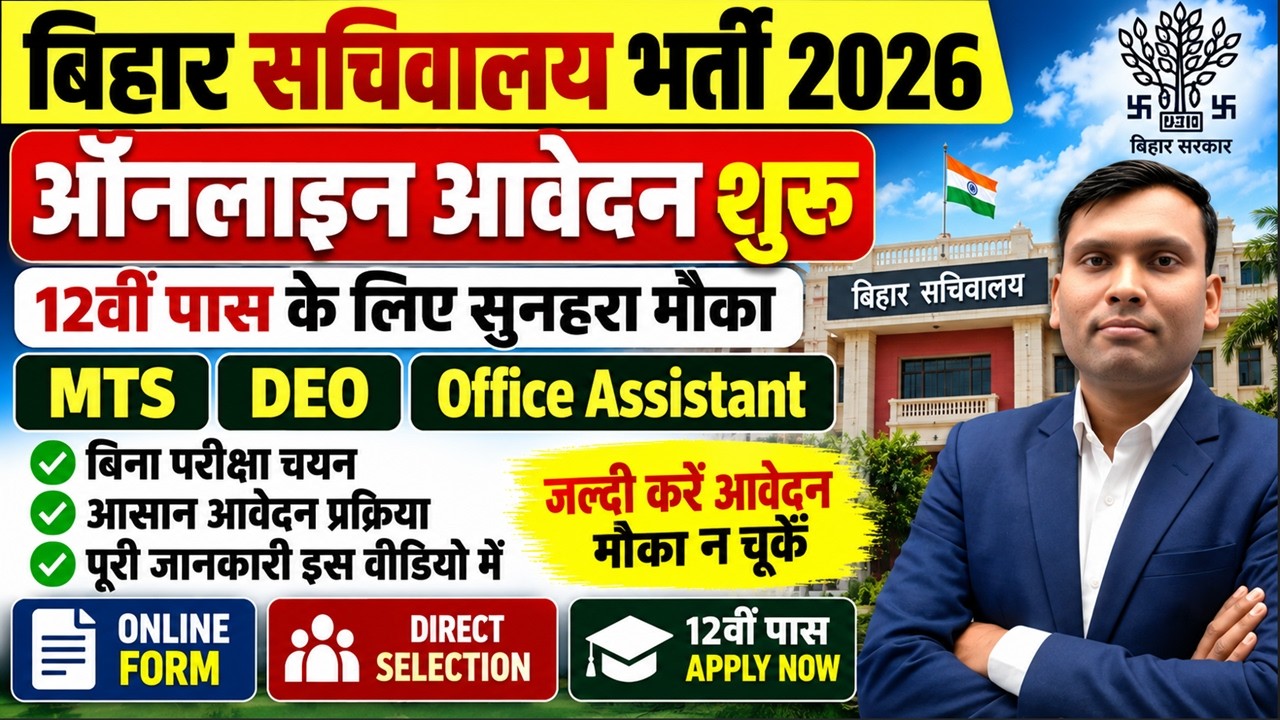 Bihar Sachivalaya Vacancy 2026 | 12th Pass | MTS DEO Office Assistant