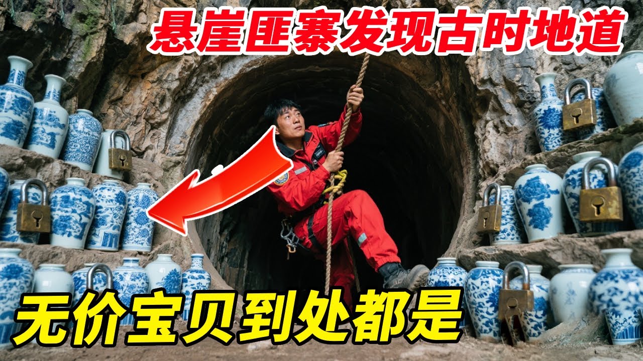 重庆悬崖匪寨发现古时地道，青花瓷瓶和明清铜锁到处都是，宝贝无数几百年却无人敢来【户外小北哥】