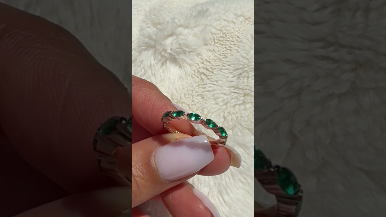 Custom Emerald Wedding Band in Rose Gold | Designed to Stack with an Oval Ring 