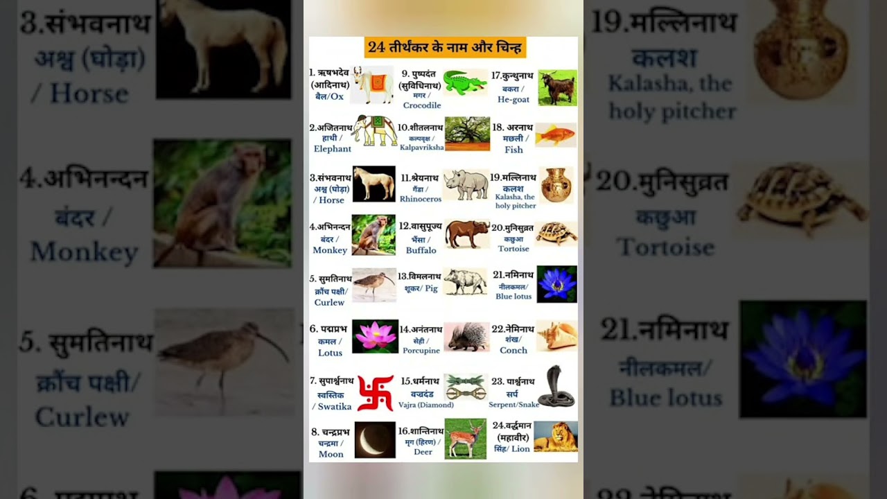 Jain Dharam Ke 24 Tirthankar or Unke Prateek #jaindharam #viral