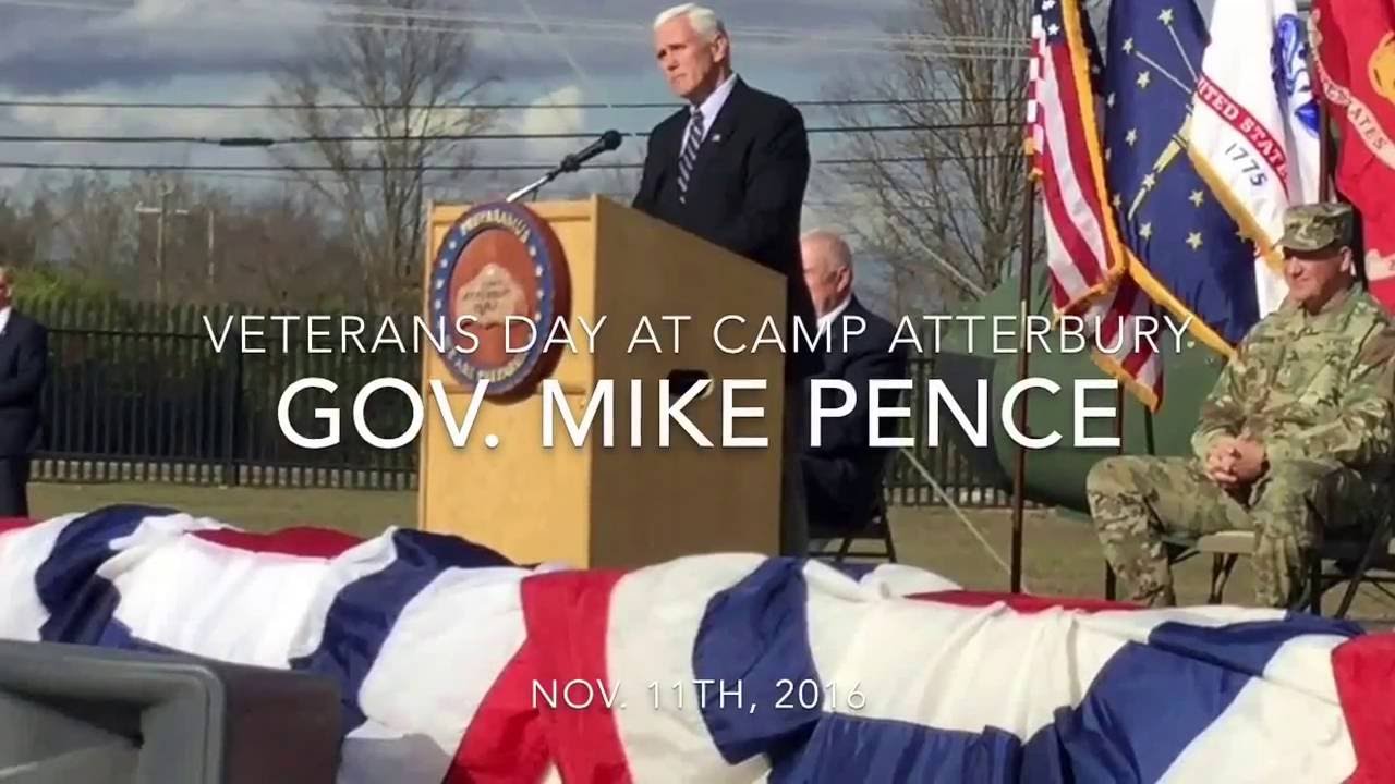Gov. Mike Pence at Camp Atterbury on Veterans Day 2016