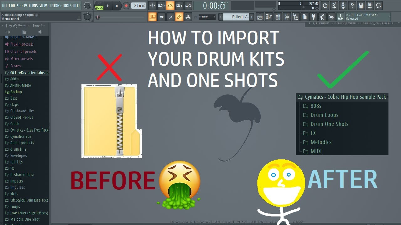 HOW TO IMPORT YOUR SAMPLE PACKS/DRUM KITS/ ONE SHOTS INTO FL STUDIO 20 (zip files are so annoying)