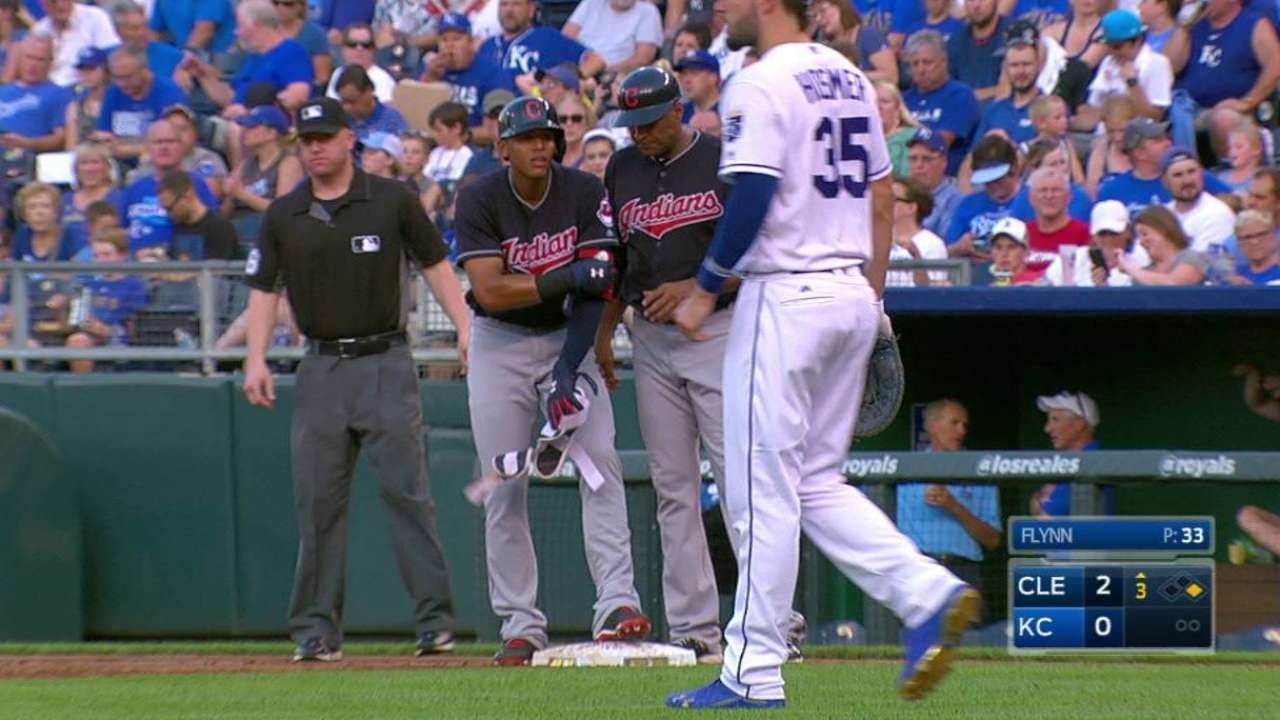CLE@KC: Gonzalez singles for his first career hit