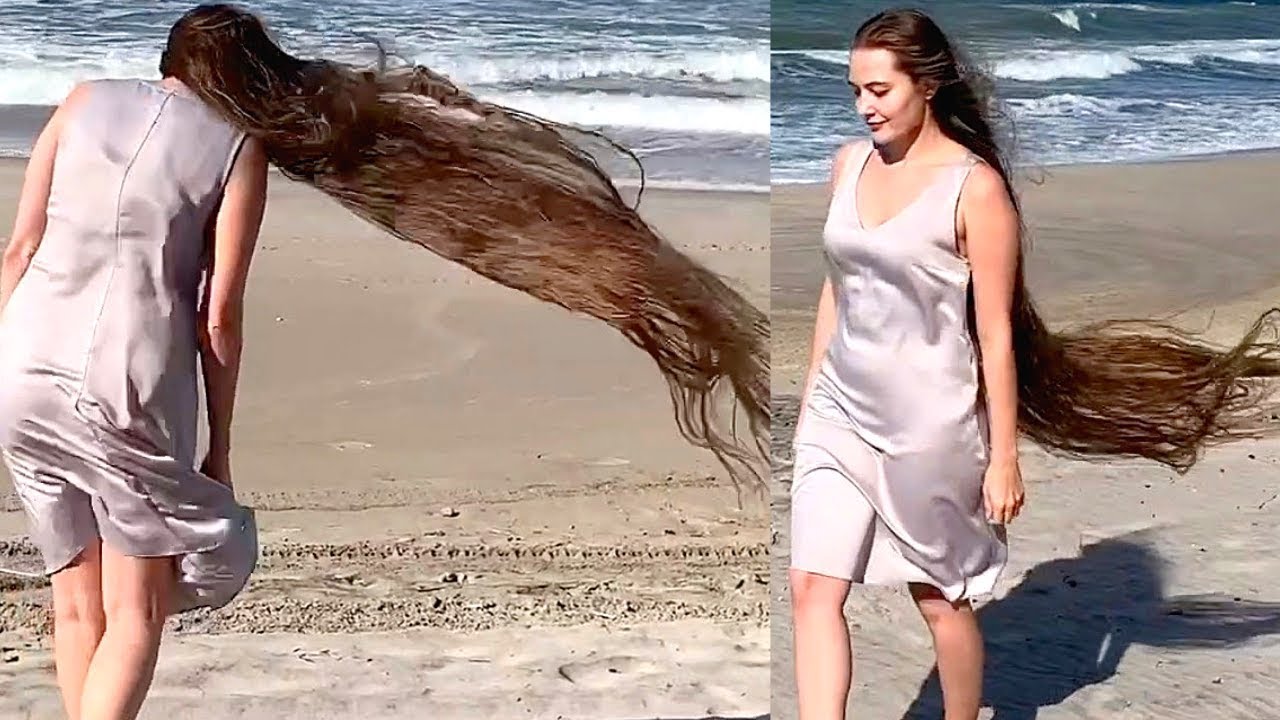 RealRapunzels | Maria's Very Long Hair by The Beach (preview)