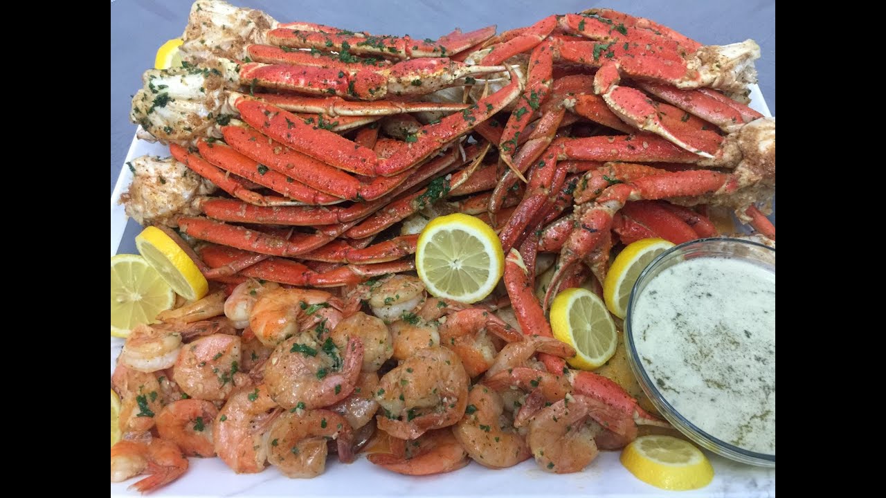 Oven Baked Crab Legs and Shrimp