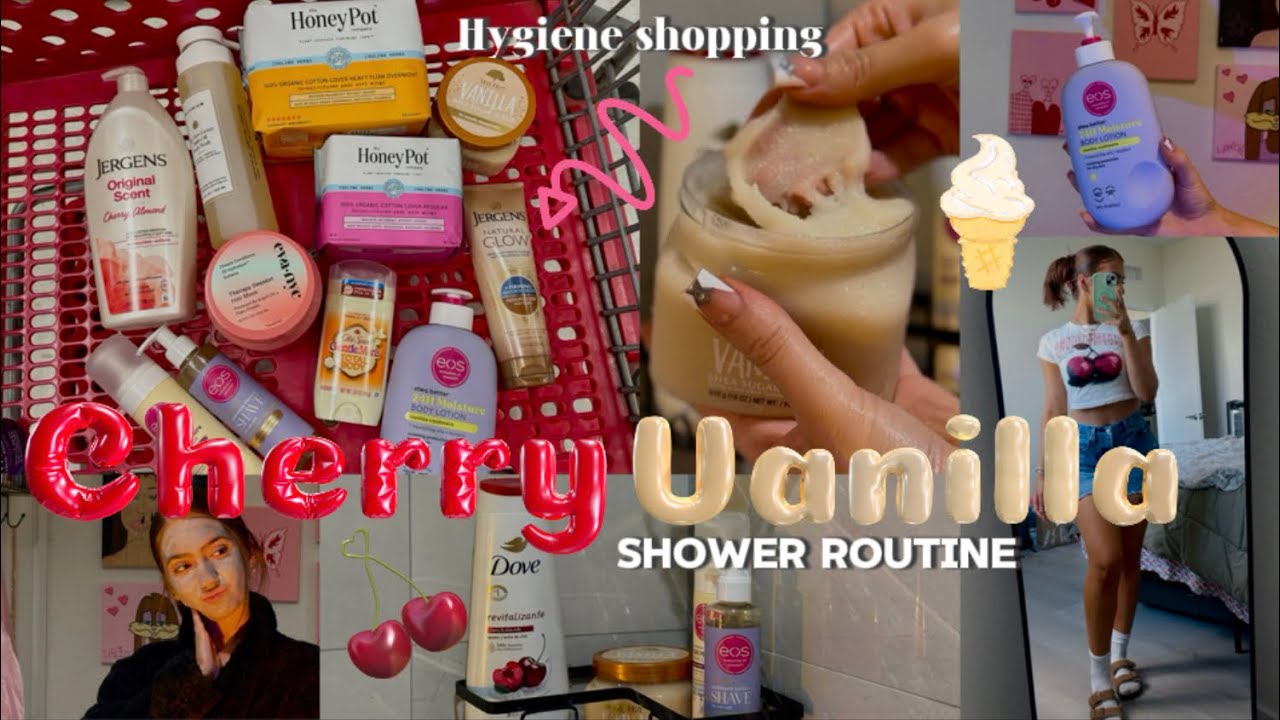 CHERRY VANILLA 🍒🍨 shower routine + target hygiene shopping