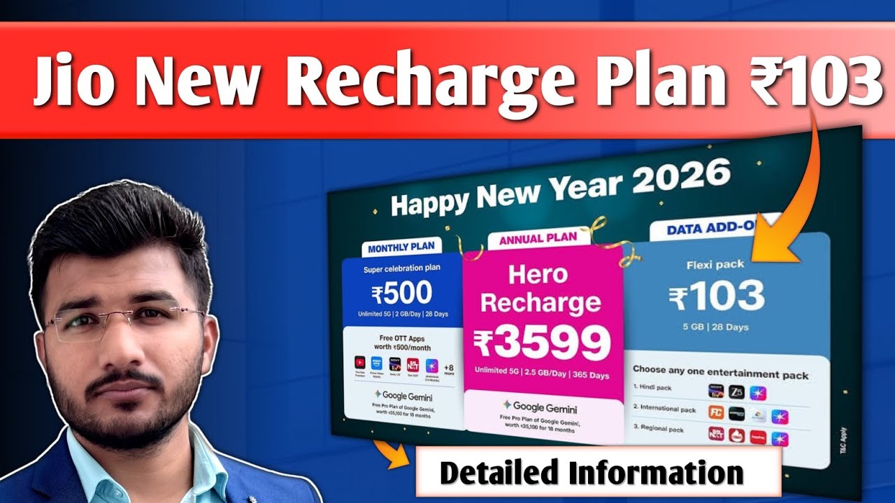 Jio Happy New Year Offer 2026 | ₹103 Only Plan | Annual and New OTT Plan Announced | Detailed Info