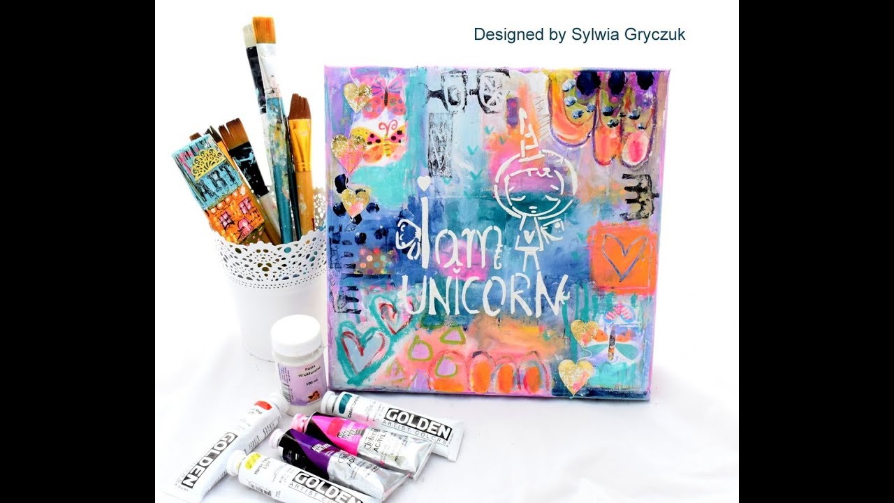 Mixed Media canvas with stencils designed by Sylwia Gryczuk