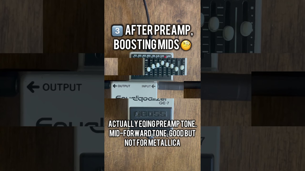 Where to place EQ pedal? Examples in front vs loop, boosting or scooping mids. Metallica tone