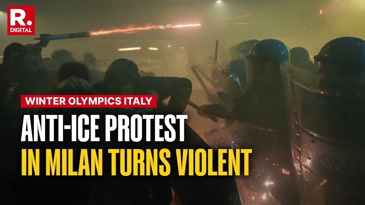 Tear Gas, Water Cannon Used as Protesters Clash With Police Near Winter Olympics venue in Milan