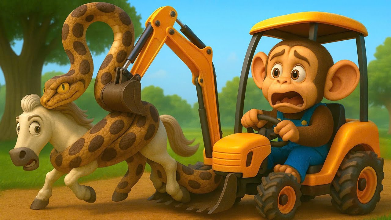 Farm Work: Horse Attacked by Snake, Monkey Farmer Sets Trap and Catches Snake | Cobby Farm