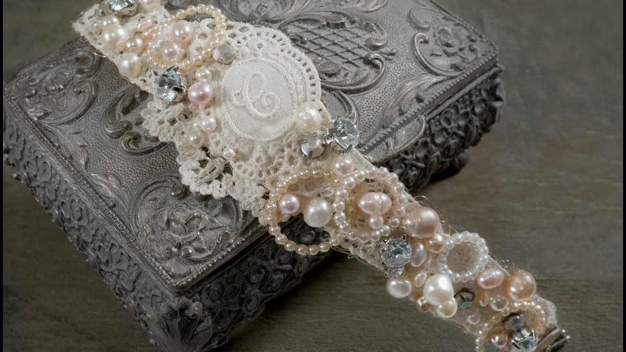 パールとレースのブレスレット How to make Pearl bracelet.
