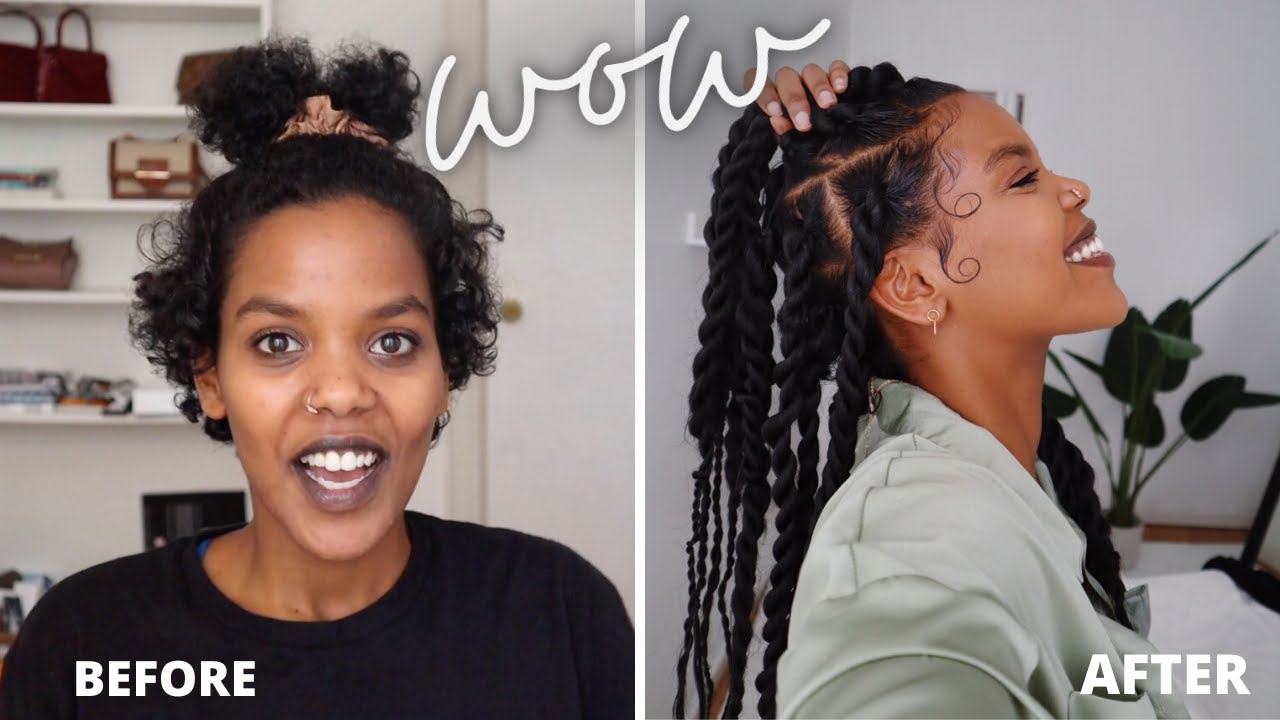 First time doing QUICK AND EASY Jumbo Senegalese Twists (Rubber Band Method) A SUCCESS!!
