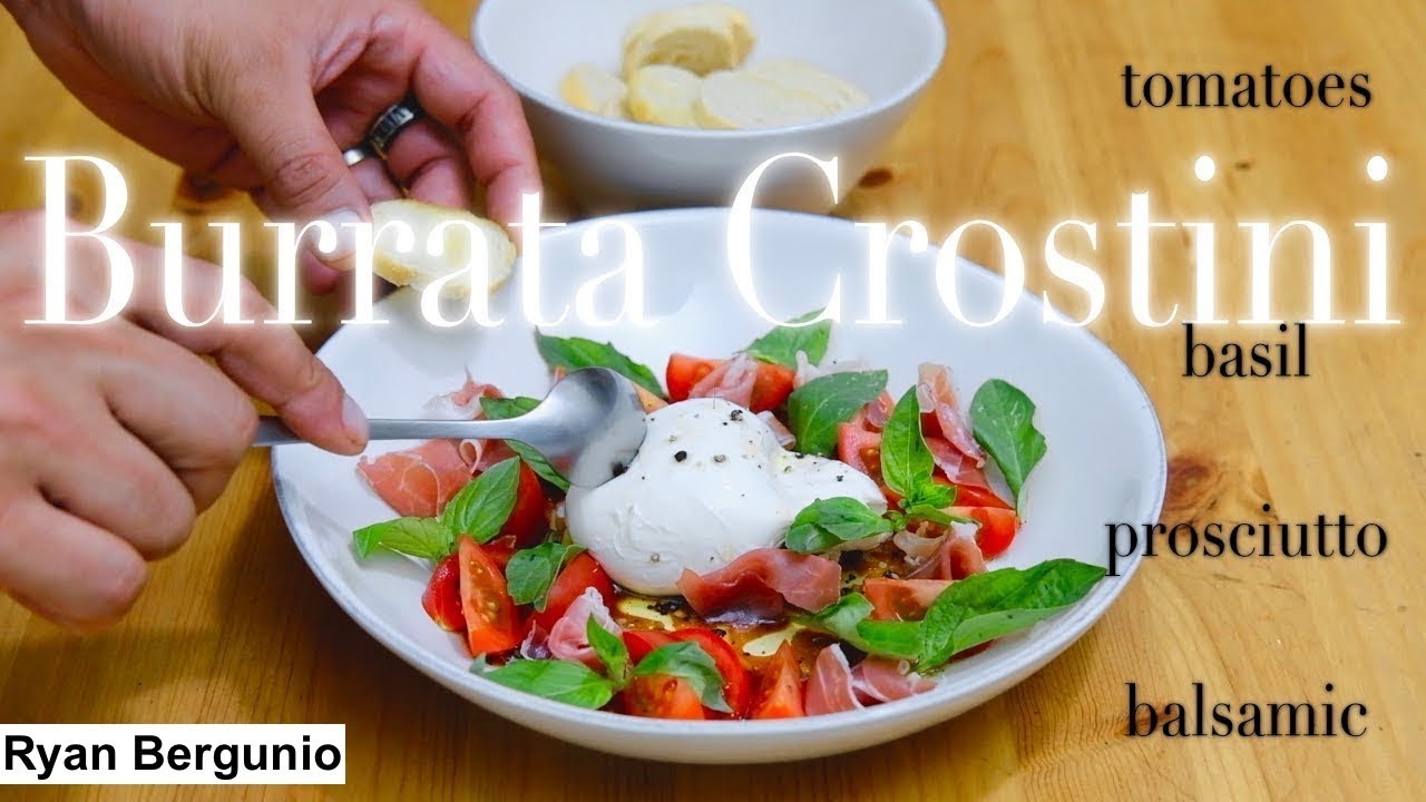 BURRATA, TOMATOES, BASIL, PROSCIUTTO AND BALSAMIC VINAIGRETTE