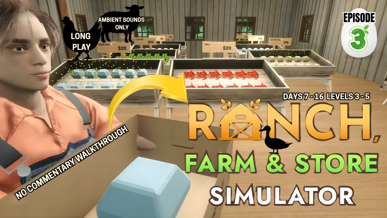 Ranch, Farm & Store Simulator | Overnight Farm ASMR, New Livestock & Gator Chase | Ep. 3