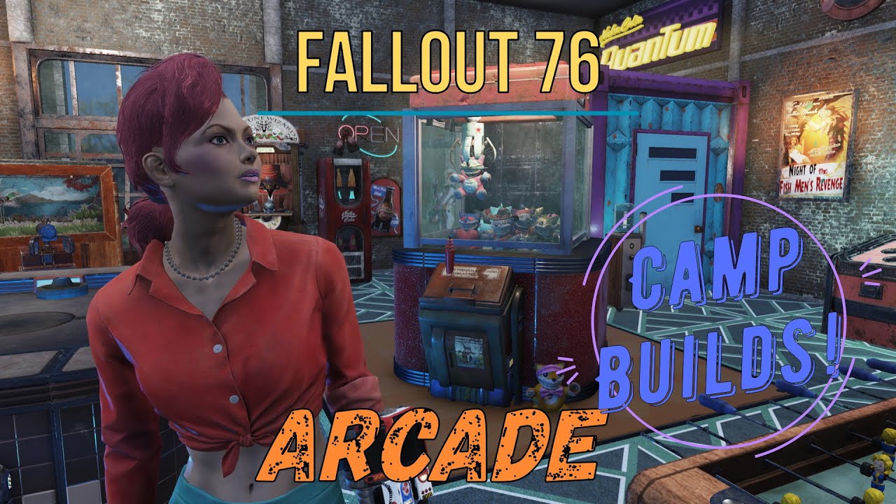 Fallout 76 Camp Build - Arcade hall with an Amazing Claw Machine - Adventure mode