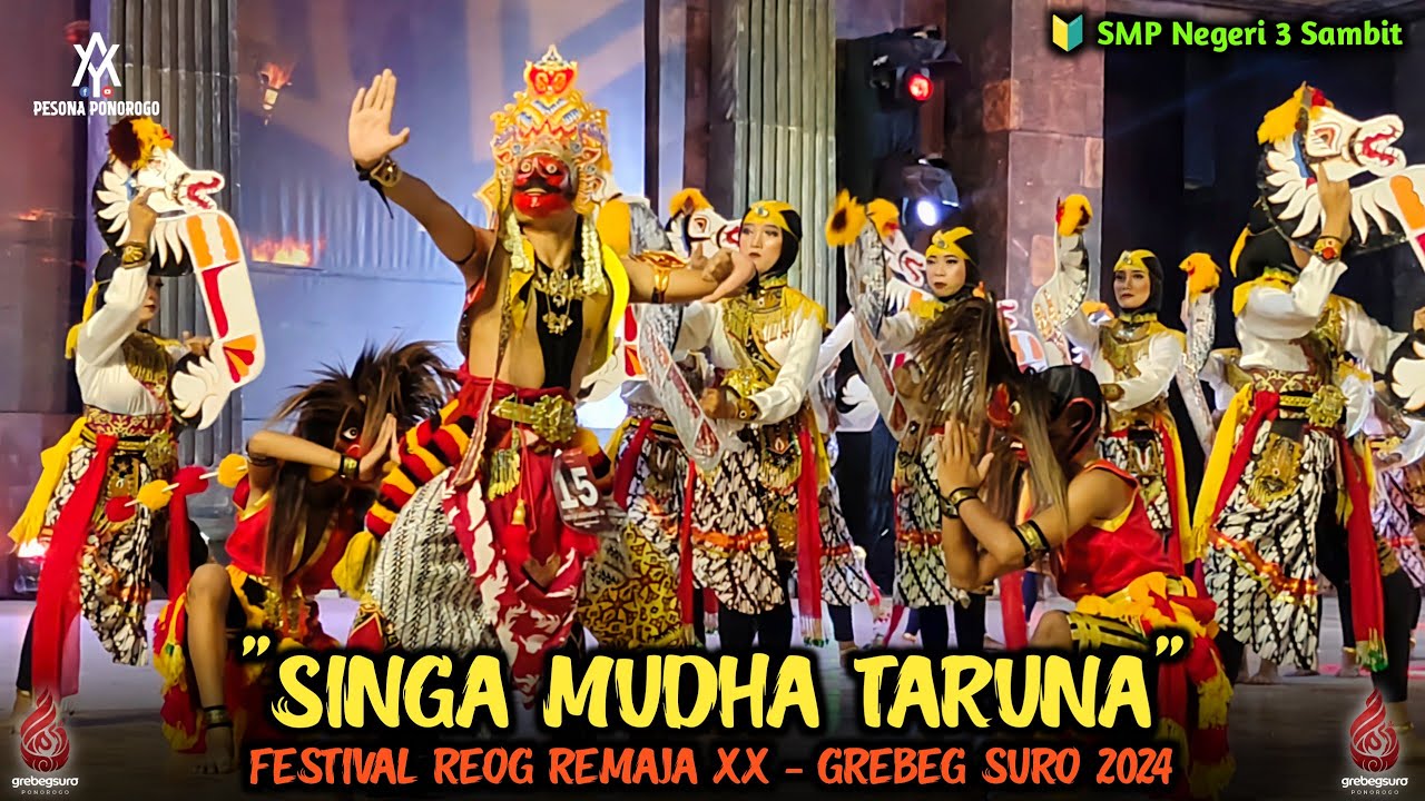 KEREN BANGET..!! Reog Singa Mudha Taruna SMPN 3 Sambit _ Festival Reog Remaja XX Grebeg Suro 2024
