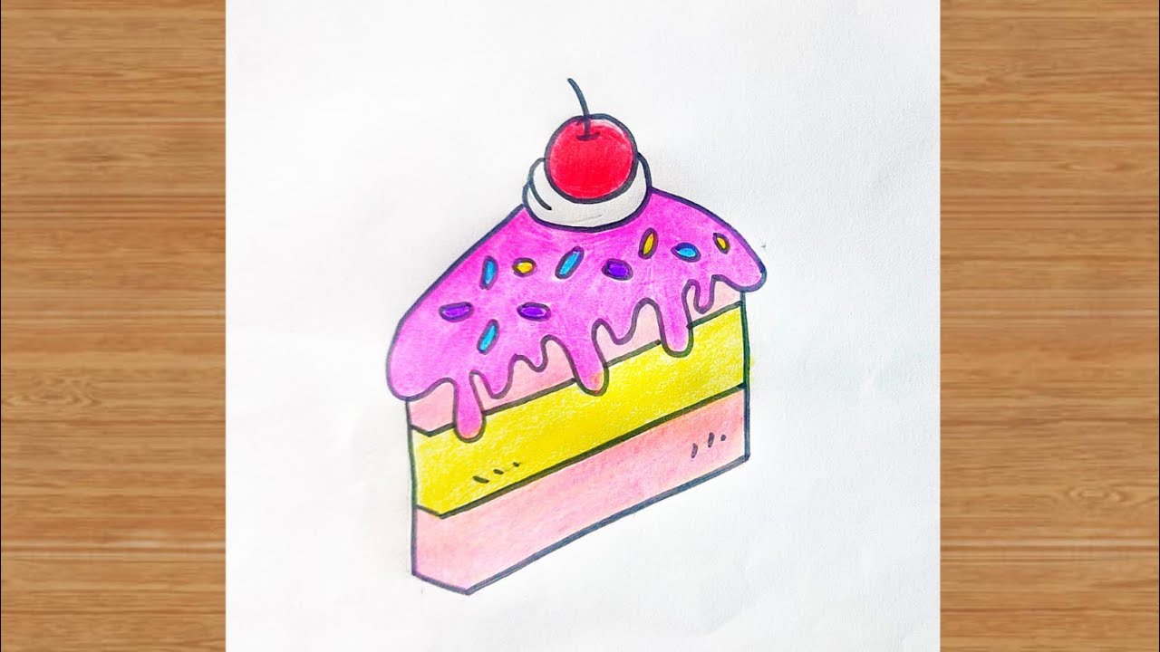 How To Draw A Cake Piece 🍰 Easy | Step By Step For Beginners | Art Tutorial | Art Is My Soul🤗