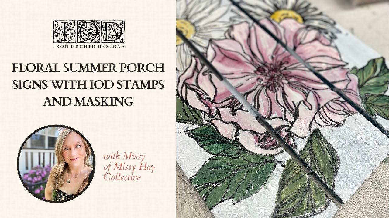 Floral Summer Porch Signs with IOD Stamps and Masking