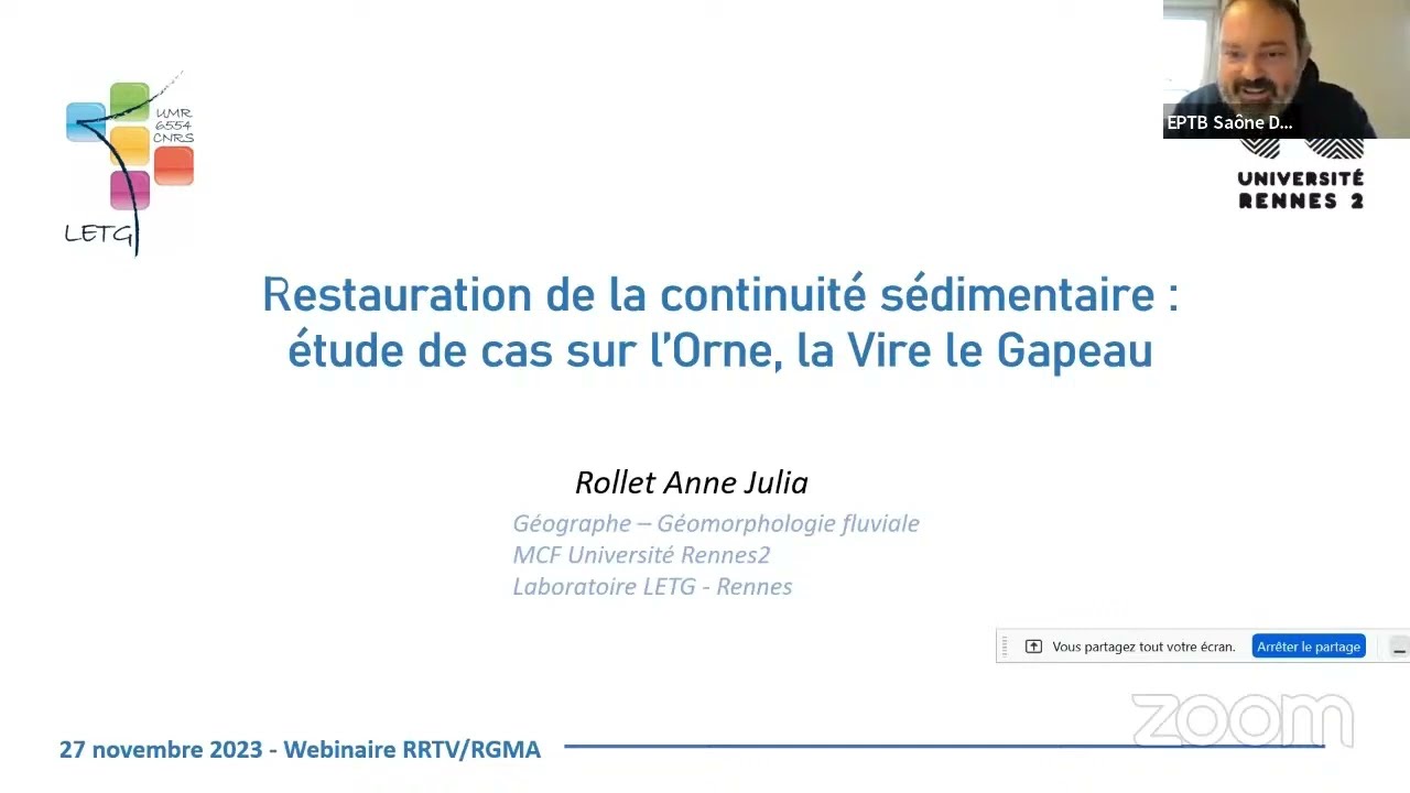 RGMA / Webinaire « « Restauration de la continuité écologique et transit sédimentaire » (27/11/2023)