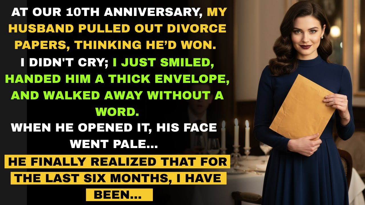 At our 10th Anniversary my husband gave me divorce papers, I smiled and handed him an envelope...