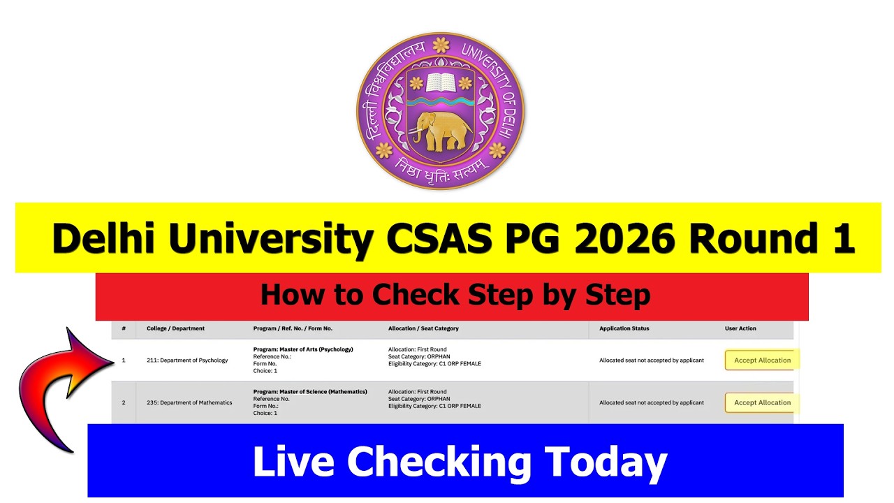 DU CSAS PG 2026 Round 1 Result Out | Direct Active Link | How to Download | Step by Step