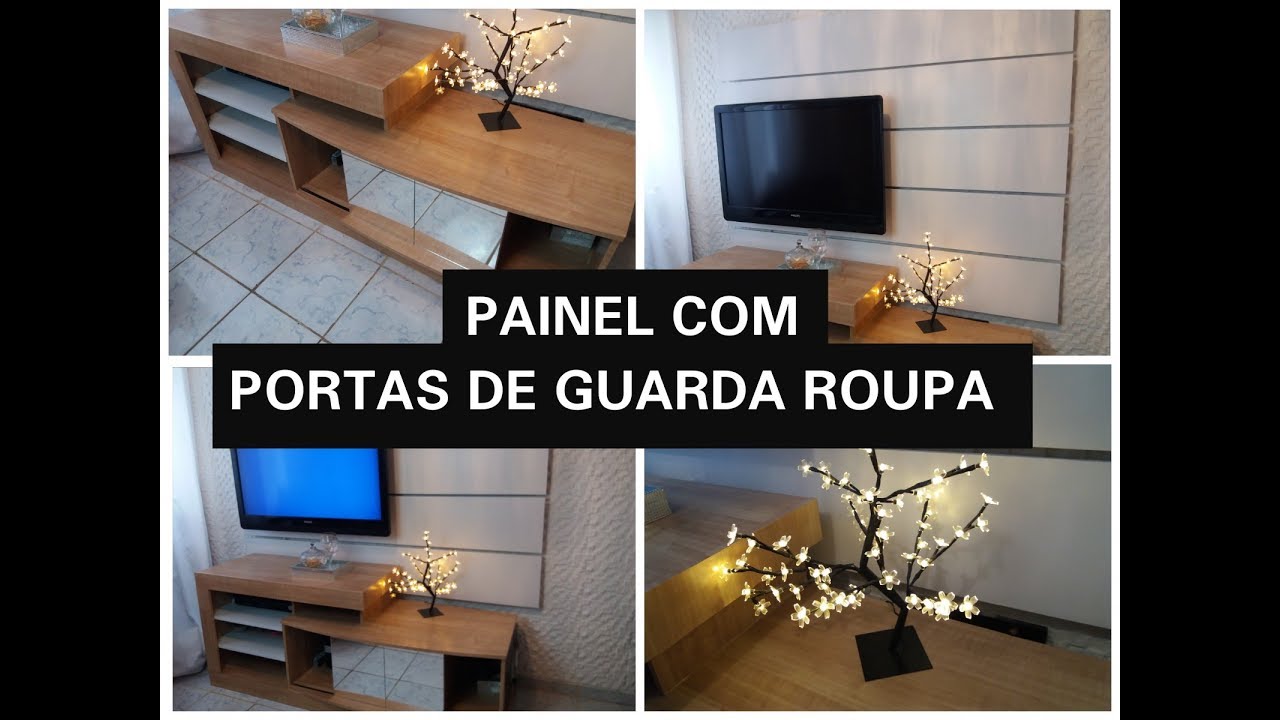 DIY: PAINEL DE TV FEITO COM PORTAS DE GUARDA- ROUPA|Samira Aires