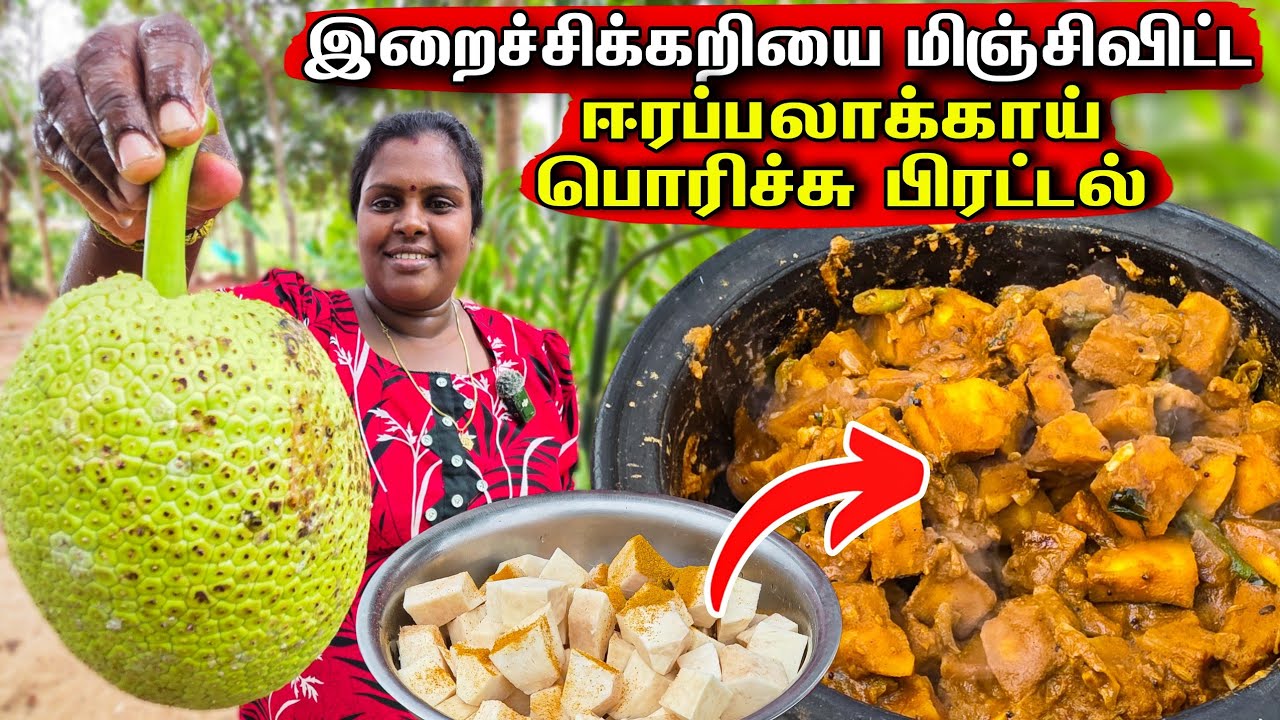 ஈரப்பலாக்காய் பொரிச்சு பிரட்டல் செய்து பாருங்க இறைச்சி கறி தோற்றுவிடும்|Village life|vannivlog 
